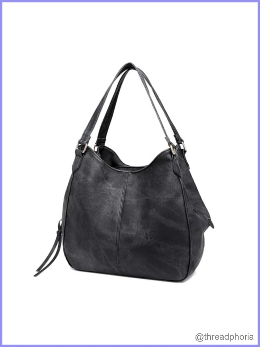 Vegan Leather Hobo Shoulder Bag Multi Pocket Large Capacity Tote